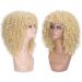 Lady Miranda Blonde Afro Kinky Curly Wig with Bangs | Medium Length Heat Resistant Synthetic Hair Wig for Women | Curly Blonde Wig 0-613 - Buy Online on GoSupps.com