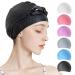 Tripsky Silicone Swim Cap,Comfortable Bathing Cap Ideal for Curly Short Medium Long Hair, Swimming Cap for Women and Men, Shower Caps Keep Hairstyle Unchanged black