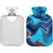 Naanle Hot Water Bottle with Cover - Red Blue Marble 1L Heat & Cold Therapy for Pain Relief Hand & Foot Warmer - Buy Online on GoSupps.com