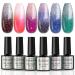 Color Changing Gel Nail Polish Set - Color Changing Reflective Glitter Diamond Gel Nail Polish Set, 6 Colors UV/LED Glitter Gel Polish Reflective Pink Purple Blue Nail Polish Kit ,For Holiday DIY at Home. Blue,Pink,Purple