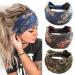 Zoestar Wide Boho Headbands Yoga Headband Vintage Printed Elastic for Women Girls Boho 3 Pack Boho.