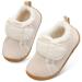 JOINFREE Baby Girl First Walking Shoes Anti-Slip Plush Baby Boys Slipper Shoes Cozy Toddlers Shoes 7.5/8 UK Child Beige