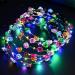 Enkarl LED Flower Crown 12Pcs Light Up LED Flower Headband Luminous 10 Led Flowers Hair Bands for Women Girls Wedding Party Christmas Holiday Festival