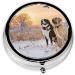 Buy Dog Catching Pheasant Printed Mini Round Pill Box | 3 Compartment Pill Organizer for Travel Home & Office | Portable Medicine Case - Buy Online on GoSupps.com