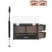 2-Color Eyebrow Powder Palette Waterproof Long-Lasting Eye Brow Makeup Kit Defined Brow Filler Lightweight Blendable Natural Full Look for Sparse Eyebrows with Brow Brush -04 Black + Dark Brown