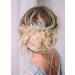 Kercisbeauty Blue Opal Hair Comb for Brides Wedding Bridal Headpiece Side Headband Women Girls Hair Piece Girls Prom Party Crystal Jewelry (Silver)