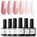 Modelones Pink Gel Nail Polish Set 6 Colors Nude Gel Polish White Pastel French Nail Polish Glitter Pink Soak Off LED Gel Nail Starter Kit Shellac Nail Varnish DIY Salon Manicure Gift for Woman rose Tea 1.17 ml (Pack of 6)