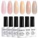 RARJSM Glitter Nude Gel Polish 6pcs Set Pale Pink Milky Jelly Cashmere Pink Beige Apricot Champagne Brown Shimmer Iridescent Holographic Gel Nail Polish 7.5ml Translucent Natural Soak off UV LED Cured Nude Shimmer Glitte...