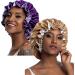 Silk hood for women satin hood for curly hair sleeping cap double -layered large silk hair hood for black women natural hair unit size violet + champagne