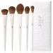 Jessup Makeup Brush Set 5Pcs Face Makeup Brushes Vegan Soft Foundation Brush Contour Brush Highlighter Brush Fluffy Setting Powder Brush Light Grey T493 C-493