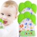 NEPAK 2 Pcs Teething Mitten Silicone Teething Mitt with Adjustable Strap with Hygienic Travel Bag(Cartoon Puppet Bright Green)