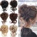Light Blonde Brown Hair Tendrils Updo | Messy Bun Scrunchy Art for Women & Girls | Curly Wavy Tousled Hair Parts (#105) - Buy Online on GoSupps.com
