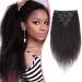 12" Afro Hair Extension Human Hair Clip in Kinky Straight Black - Double Weft 100% Real Human Hair - Maxi Thickness 8 Pieces Full Head (#1B Natural Black 12 inch 105g)