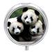 Pill Box Pill Case 3 Compartment Travel Pill Box Panda Bamboo Star Printing Small Pill Box Portable Medicine Pill Case Pill Organizer for Purse & Pocket for Travel Handbag (Round)