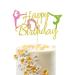 Arthsdite Gymnastics Cake Topper Gymnast Cake Pick for Gymnastics Theme Baby Girl Happy Birthday Party Decorations - Gold Glitter