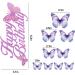 30pcs Purple Gold Edge Mixed Size Lively 3D Butterfly Cupcake Topper for Girls Women's Happy Birthday - Buy Online on GoSupps.com