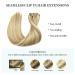 Clip In Extensions Real Hair - Light Blonde Highlights Gold Blonde 40cm 16 Inch - 110g Seamless 7 Pieces PU Human Hair Extensions - Buy Online on GoSupps.com