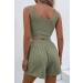 Green Medium Trendy Queen Two Piece Outfit | Sleeveless Crop Top & High Waisted Shorts Set - Buy Online on GoSupps.com