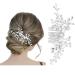 Makone Bride Flower Wedding Hair Silver Pearl Hair Piece Bridal Hair Accessories For Women And Girls Wedding Hair Clips Pearl Comb