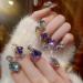 Almond Press on Nails | Medium Stiletto False Nails with 3D Jewel Rhinestones | Handmade Silver Glitter Full Cover Nails | Perfect Gift for Mother's Day - Buy Online on GoSupps.com