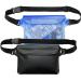 Waterproof Pouch with Waist Strap (2 Pack) | Best Way to Keep Your Phone and Valuables Safe and Dry | Perfect for Boating Swimming Snorkeling Kayaking Beach Pool Water Parks Ocean Blue + Jet Black