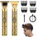 CKCLR Men's Hair Clipper 4 Limited Comb Electric Hair Shaver with Waterproof T-Blade USB Chargeable Hair Clipper for Men's Gift (Gold)