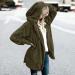 oelaio Winter Fleece Jacket for Women Zip Up Coats Oversized Sweatshirt Open Front Hooded Draped Pockets Cardigan Fashion Army Green Small - Buy Online on GoSupps.com
