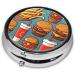 Portable Metal Pill Box - Burgers & Fries Design 3-Compartment Mini Case for Travel Ideal for Small Pills - Buy Online on GoSupps.com