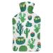 Green Cactus Hot Water Bottle With Cover Plush Bed Bottle Hand Warmer For Adults And Children 26.5X15.3cm