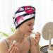 Super Absorbent Dark Blue & Pink Flamingos Microfiber Hair Towel Wrap for Long Curly Hair | Quick Dry Coral Velvet for Women - Buy Online on GoSupps.com