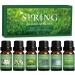 SALUBRITO Spring Essential Oils Set Aromatherapy Fresh Spring Fragrance Oils for Diffusers and Home Candle Making - Gardenia Jasmine Peppermint Fresh Cut Grass Spring Rain Breeze Scent Oil