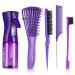 Lorsex hairbrush with 200ml hair spray bottle degradation for natural hair for afro hair 3a to 4c confused wavy curly hair with 3 pieces toupier brush set double edges (violet)