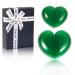 Soulnioi Healing Crystal Green Cat's Eye Crystal Heart Shape Gemstone Love Pocket Plam Stone Worry Stones Tumbled Stones for Reiki Meditation Therapy Birthday Gift - 2Pcs(3cm & 4.5cm) Green Cat Eye's_2pcs