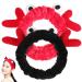 Beaupretty 2 Pieces Women Spa Headband - Makeup Headband Cute Face Washing Headband Cartoon Crab Headband Coral Fleece Headwrap(Black Red)