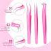 6-Piece Stainless Steel Eyelash Extension Tweezers Set - Straight & Curved Tip Precision Tweezers for Eyebrow and Lash Nippers - Silver & Pink - Buy Online on GoSupps.com