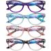 4 Pack Cat Eye Reading Glasses Blue Light Blocking for Women Stylish Pattern Spring Hinges Computer Readers 4 Mix 2.75 x