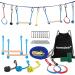 Sunnyglade 40FT Ninja Obstacle Course Kit for Kids- 40 FT Webbing, 2 Monkey Bars, 3 Fists & 2 Gym Rings, Complete Accessories Playset Equipment for Holiday
