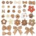 VGOODALL 32 PCS Natural Burlap Flowers Set Burlap Lace Flowers Bowknot for Wedding Party Decor Home Embellishment DIY Crafts Small Brown