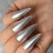 Long Stiletto Silver Glitter Press On Nails High Gloss Shiny Reusable Acrylic Full Cover Fake Nails 24 Pieces / Kit