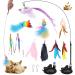 Interactive cat toy fishing with feather intelligence toys for cats 16 STK cat toys self-employment Cat Toys spring toy with suction cup for kitten cats 2 interactive modes