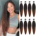 Xtrend 8 Packs 26 Inch Ombre Brown EZ Braiding Hair Extensions Pre Stretched for Box Braids Yaki Straight Kanekalon Fiber Pre Stretched Crochet Braiding Hair Extension T30# 26 Inch (Pack of 8) T30#