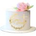 1pc Cross Cake Topper Gold God Bless Acrylic Mirror Baptism Cake Decoration Gold for Baptism Christening Party Favors Birthday Wedding DIY Cake Supplies