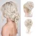 REECHO Messy Bun Hair Piece Tousled Updo Elastic Hair Bun Hair Piece for Women Synthetic Messy Hair Bun Donut Accessories Scrunchies - Platinum Blonde