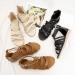 XTZYGLFD Women's Summer Wide Sandals - Woven Roman Bohemian Strappy Sandals with Zipper - Brown Size 9 UK - Buy Online on GoSupps.com
