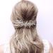 Foyte Crystal Bride Wedding Hair Comb Leaf Bridal Headpieces Rhinestone Flower Hair Vines Pearl Bridesmaid Side Combs Hair Accessories for Women and Girls (silver leaf)