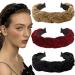 BOYIVI 3 Pieces Velvet Headbands for Women Braided Headband Criss Cross Head Band Thick Wide Hairband for Sport Yoga Accessories (Dark Color)