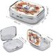 Watercolor Rabbit & Flowers Print Pill Box - 2 Compartment Metal Pill Organizer for Pocket & Purse - Decorative Medicine Storage - Buy Online on GoSupps.com