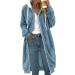 Hanxiulin Women's Plush Fleece Jacket - Oversized Warm Bomber Coat with Stand-Up Collar - Winter Outerwear in Light Blue (3XL) - Buy Online on GoSupps.com