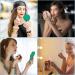 Rechargeable Lighted Hand Mirror for Travel - Portable Round Makeup Mirror with Folding Handle in Green - Buy Online on GoSupps.com