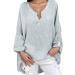 Women's Summer Cotton and Linen Loose Blouses Floral Tops Ladies Retro T-Shirt Casual Business Short Sleeve Tunic Top Crewneck Oversized Tee Shirts 2126-qppoj-grey-a XXL